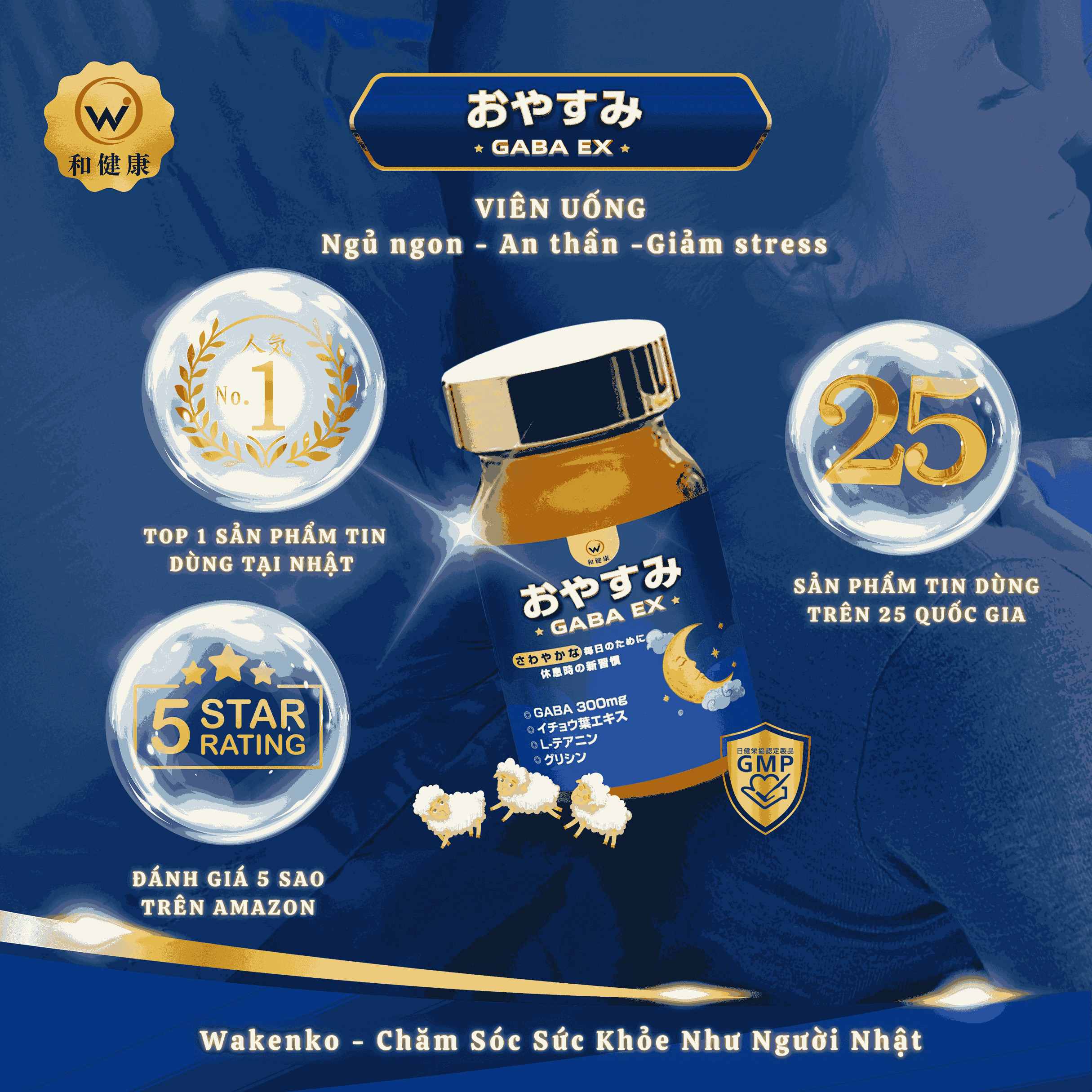 Viên uống hỗ trợ ngủ ngon Gaba Ex Wakenko