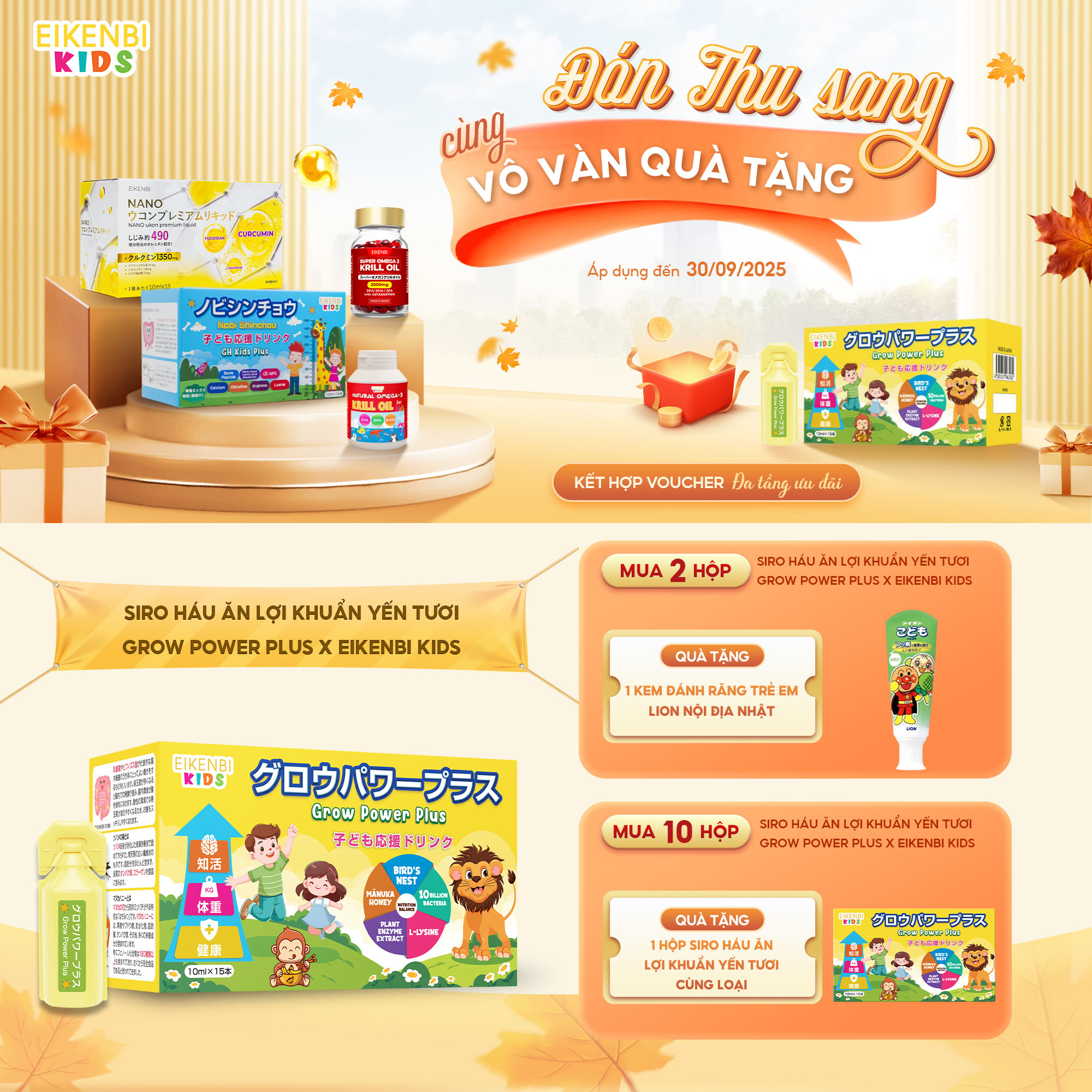 Siro Háu Ăn Lợi Khuẩn Yến Tươi Grow Power Plus Eikenbi Kids