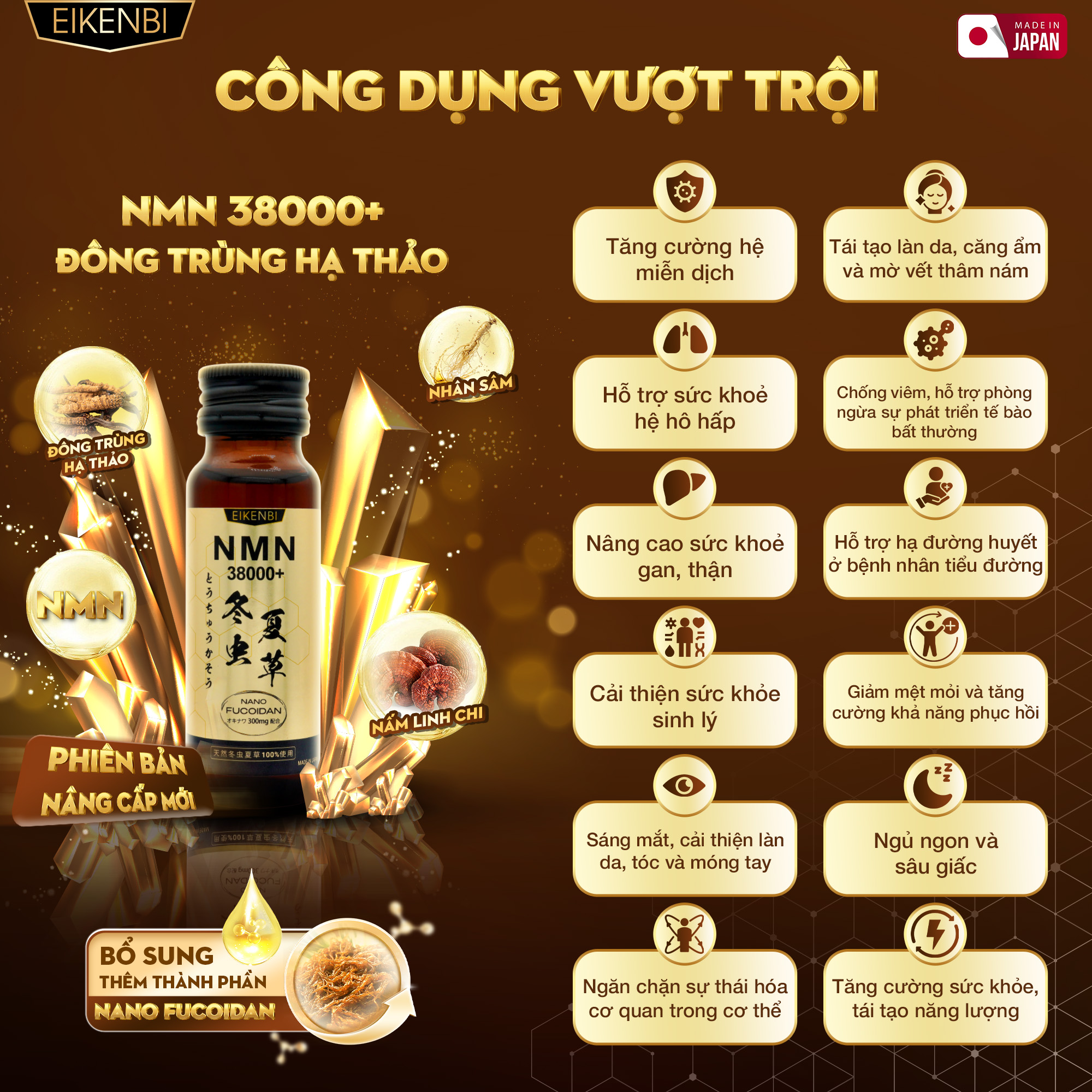 Công Dụng Nước Uống NMN Đông Trùng Hạ Thảo 38000+