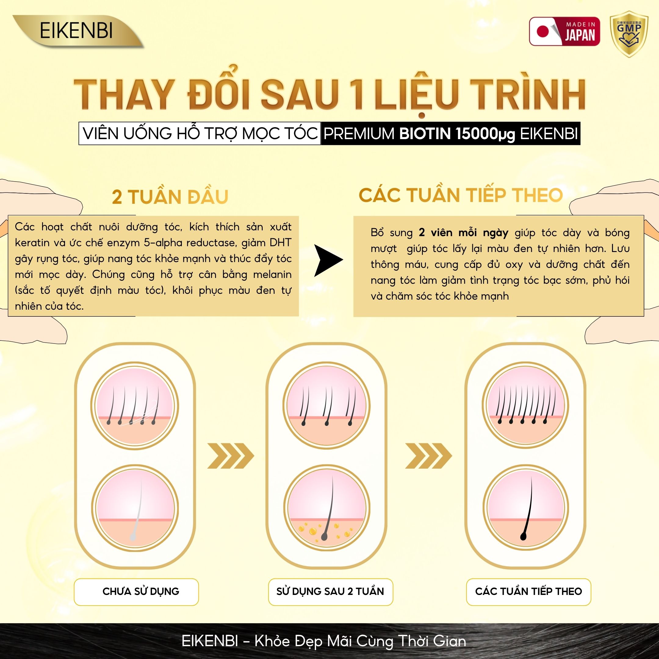 Hướng Dẫn Bảo Quản Viên Uống Mọc Tóc Và Đen Tóc Black Grow Up Maximum Biotin 15,000µg Eikenbi