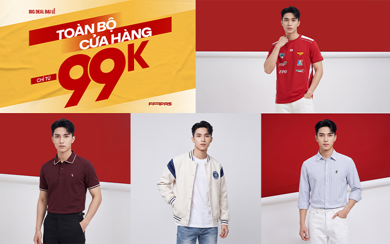 BIG DEAL Đại Lễ mang đến nhiều lựa chọn thời trang nam với mức giá hấp dẫn, từ áo thun, polo đến sơ mi và áo khoác.