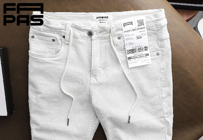 Quần short jean nam trắng 