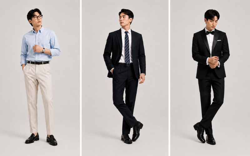 Từ Semi-formal đến Formal và Black Tie, mỗi dress code mang đến yêu cầu khác nhau về cách lựa chọn trang phục cho từng sự kiện.