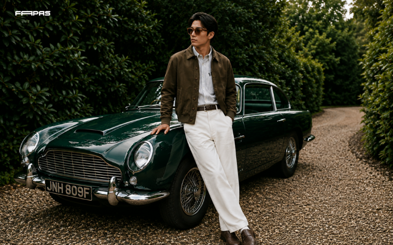 Sự kết hợp giữa áo khoác, sơ mi và quần tông sáng mang đến outfit thanh lịch, phù hợp check-in giữa khung cảnh Đà Lạt.