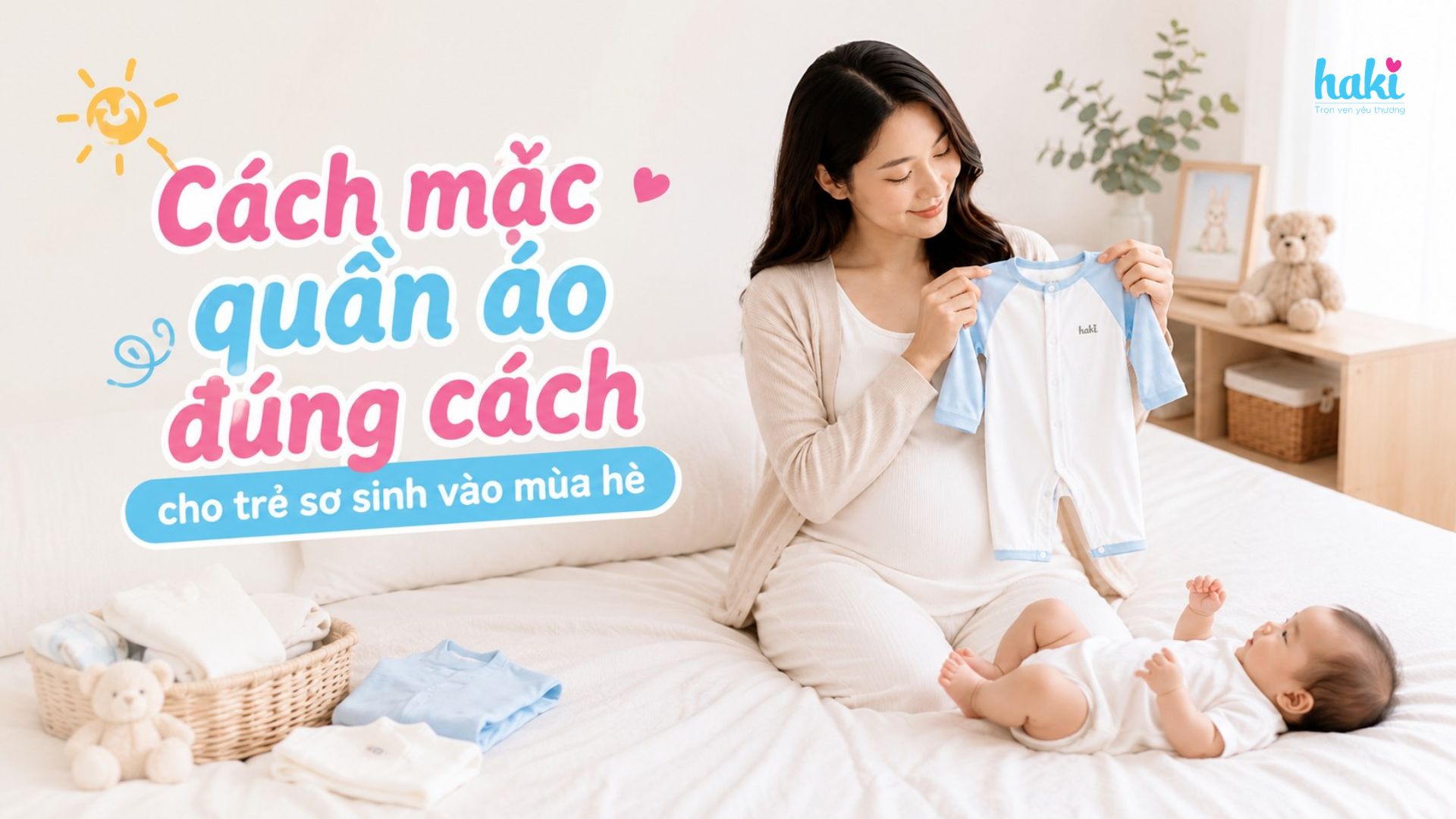 Cách mặc quần áo đúng cách cho trẻ sơ sinh vào mùa hè
