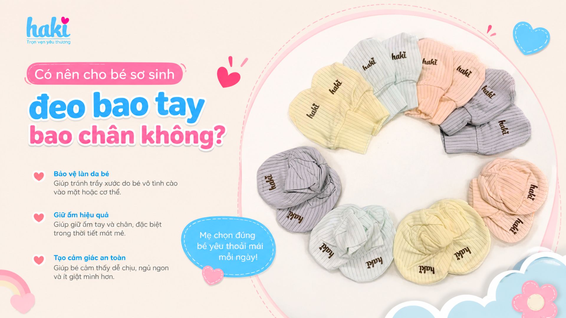 Có nên cho bé sơ sinh đeo bao tay bao chân không?