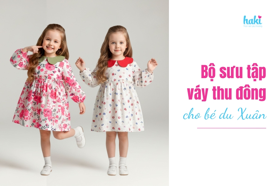 Bộ sưu tập váy thu đông Haki - cho bé du Xuân cực xinh