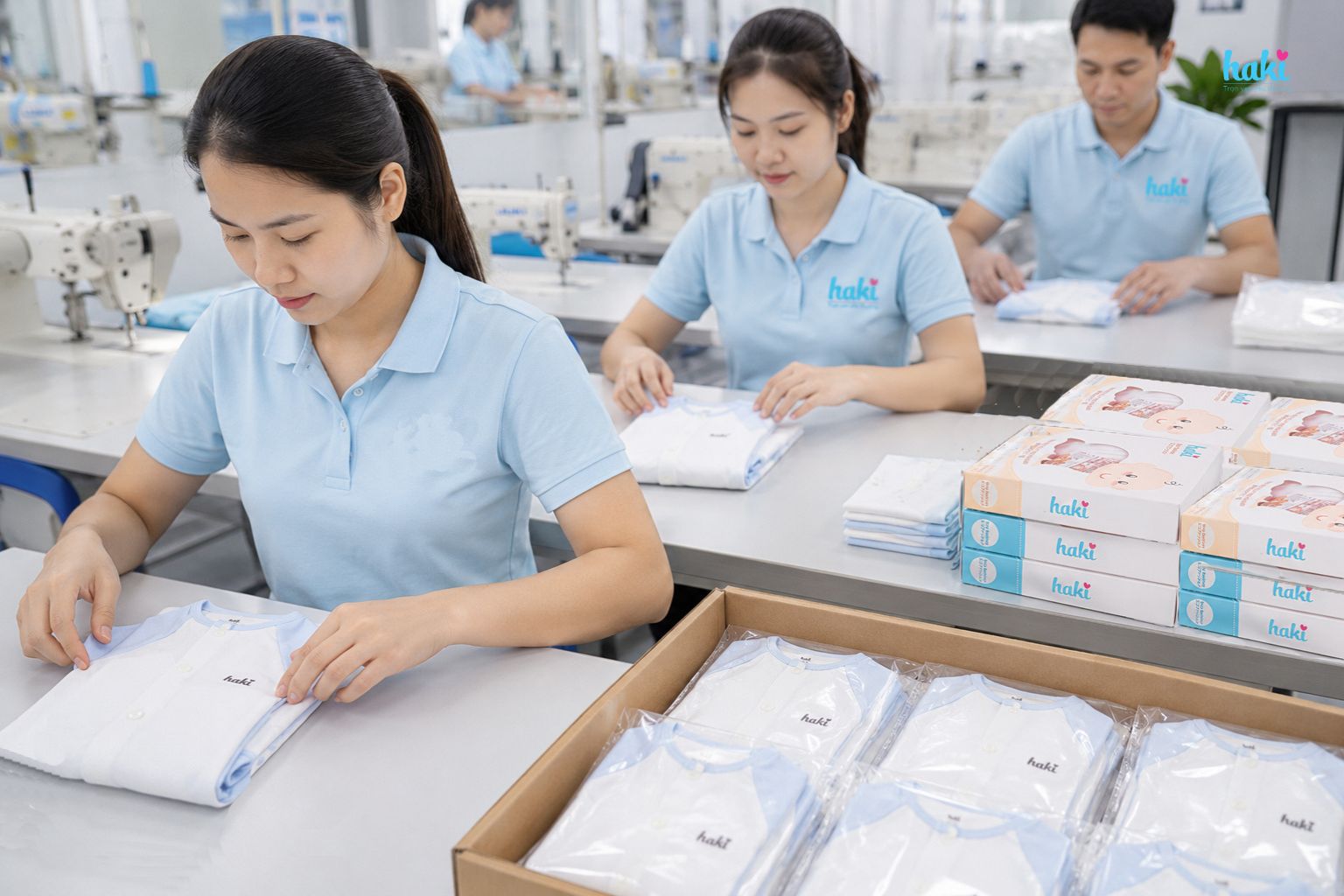 Bật mí quy trình sản xuất quần áo trẻ em Haki