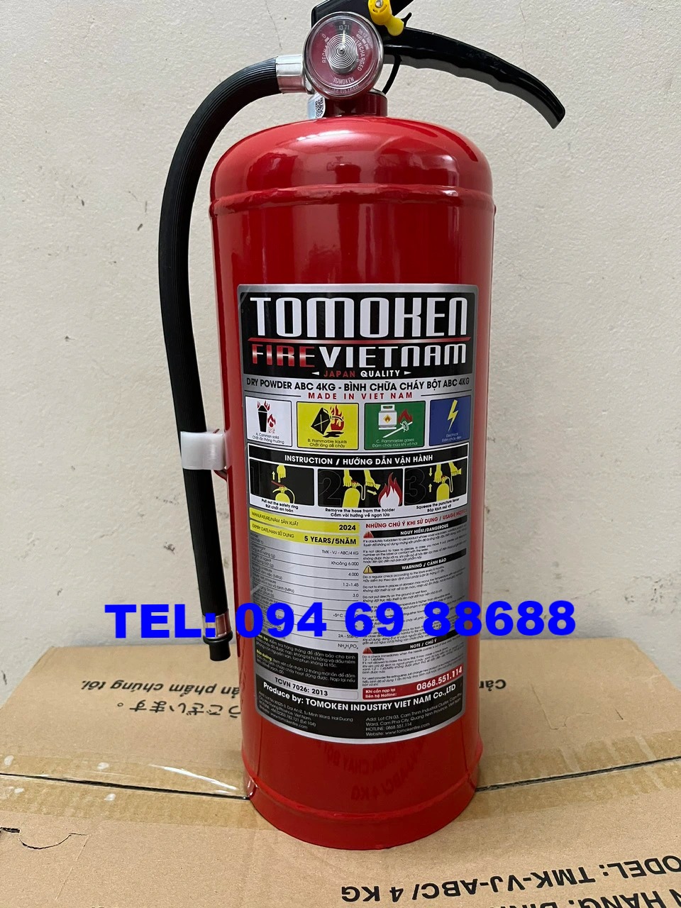 BÁN BÌNH CHỮA CHÁY BỘT ABC TOMOKEN 4Kg, 6Kg, 8Kg, 35Kg TẠI QUẬN LONG BIÊN