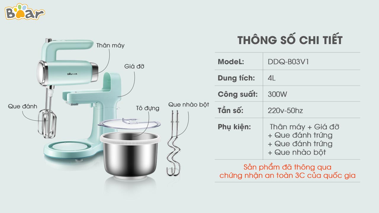 Máy đánh trứng để bàn Bear DDQ-B03V1 BearVietnam