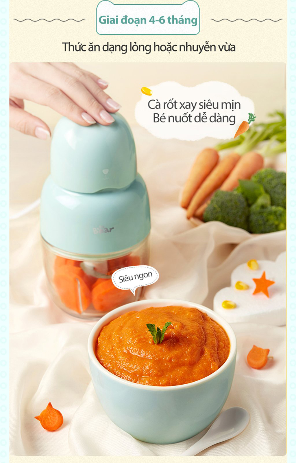 Sử dụng cho bé trong giai đoạn từ 4-6 tháng