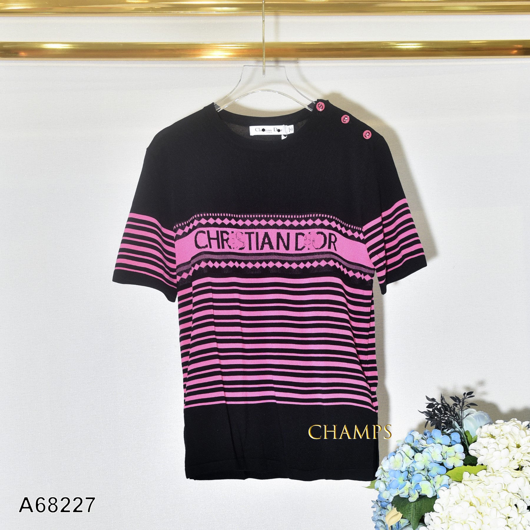 ÁO LEN KẺ DIOR HỒNG 68227