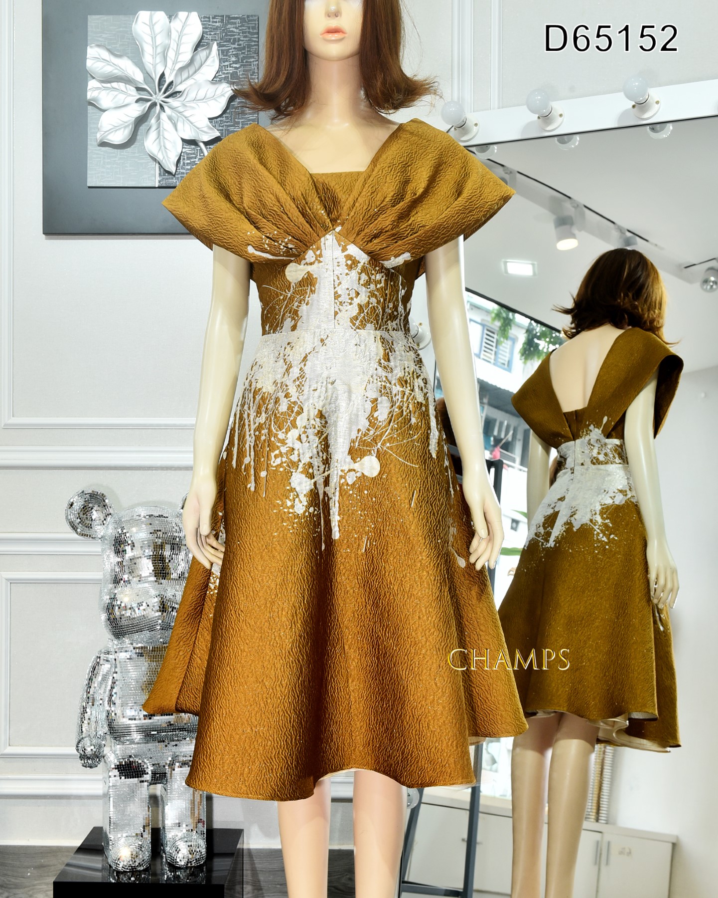 ĐẦM XÒE NÂU LOANG MÀU 65152