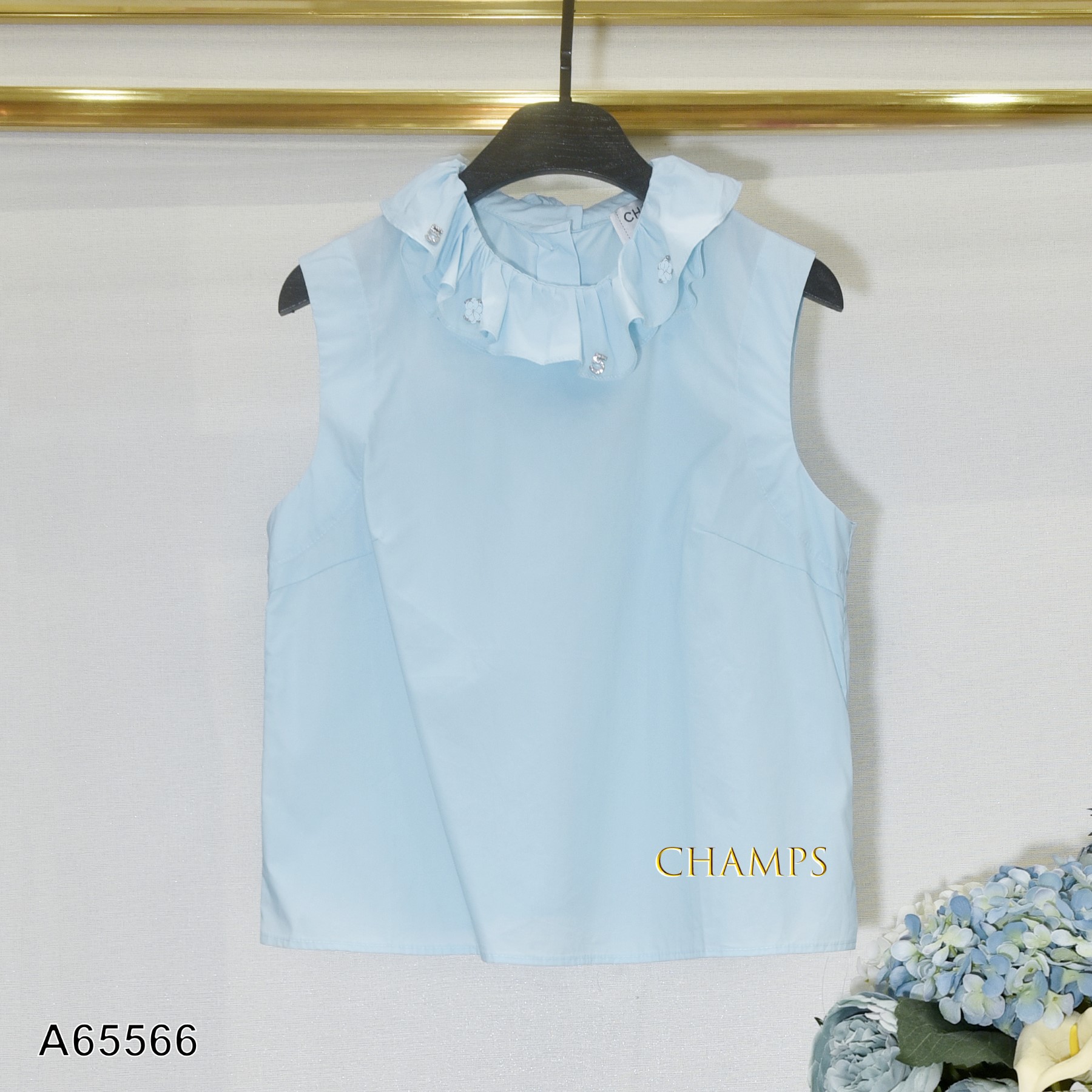 ÁO XÔ CỔ BÈO CHANEL XANH 65566