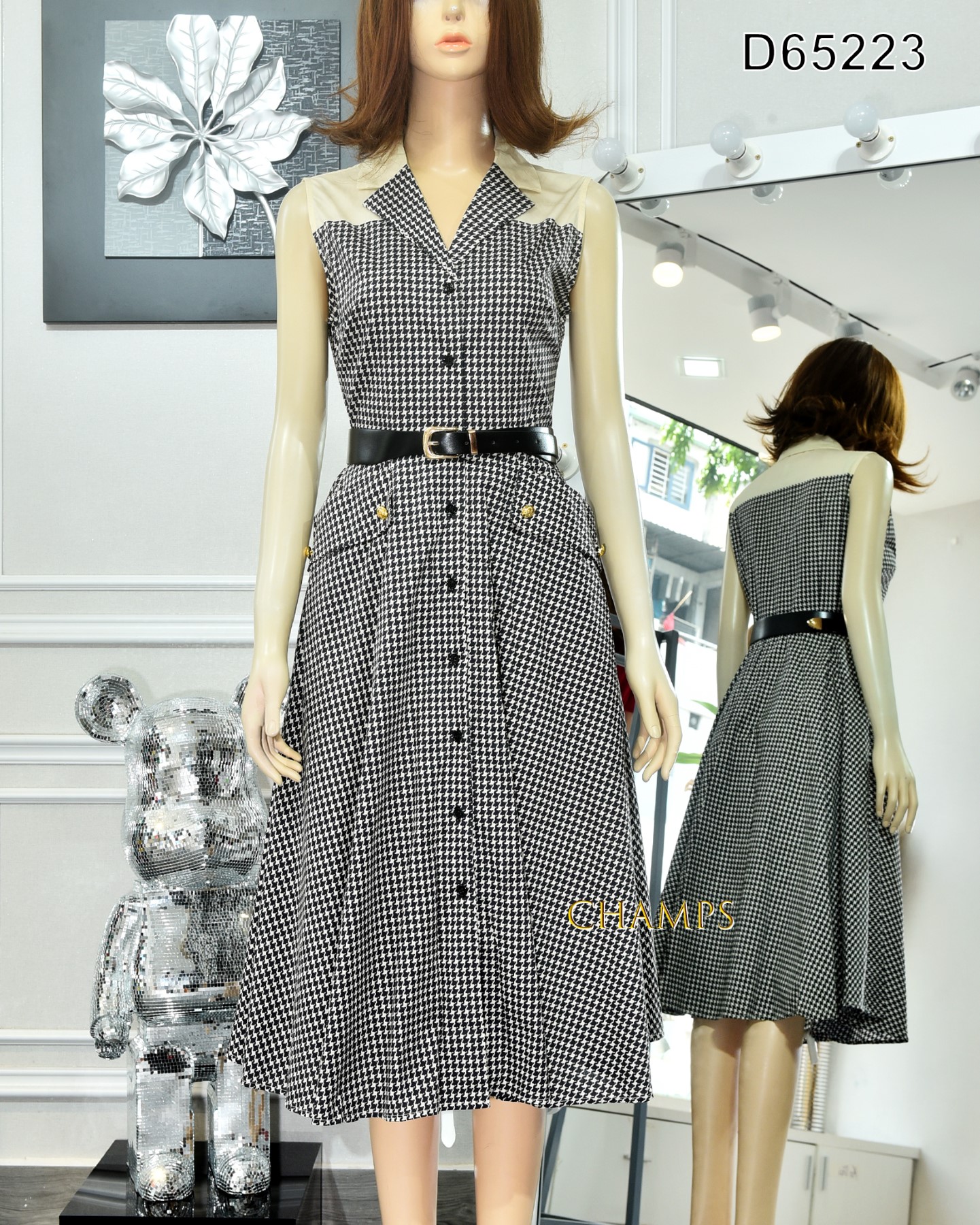 ĐẦM XÔ DIOR ĐEN TRẮNG +DN 65223