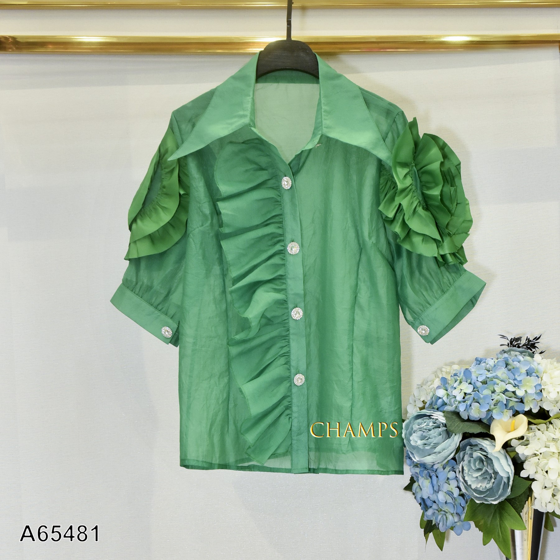 ÁO SƠ MI TƠ XANH 65481