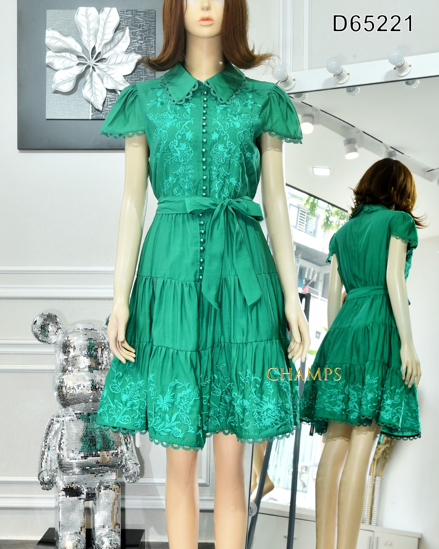 ĐẦM XANH XÔ THÊU 65221