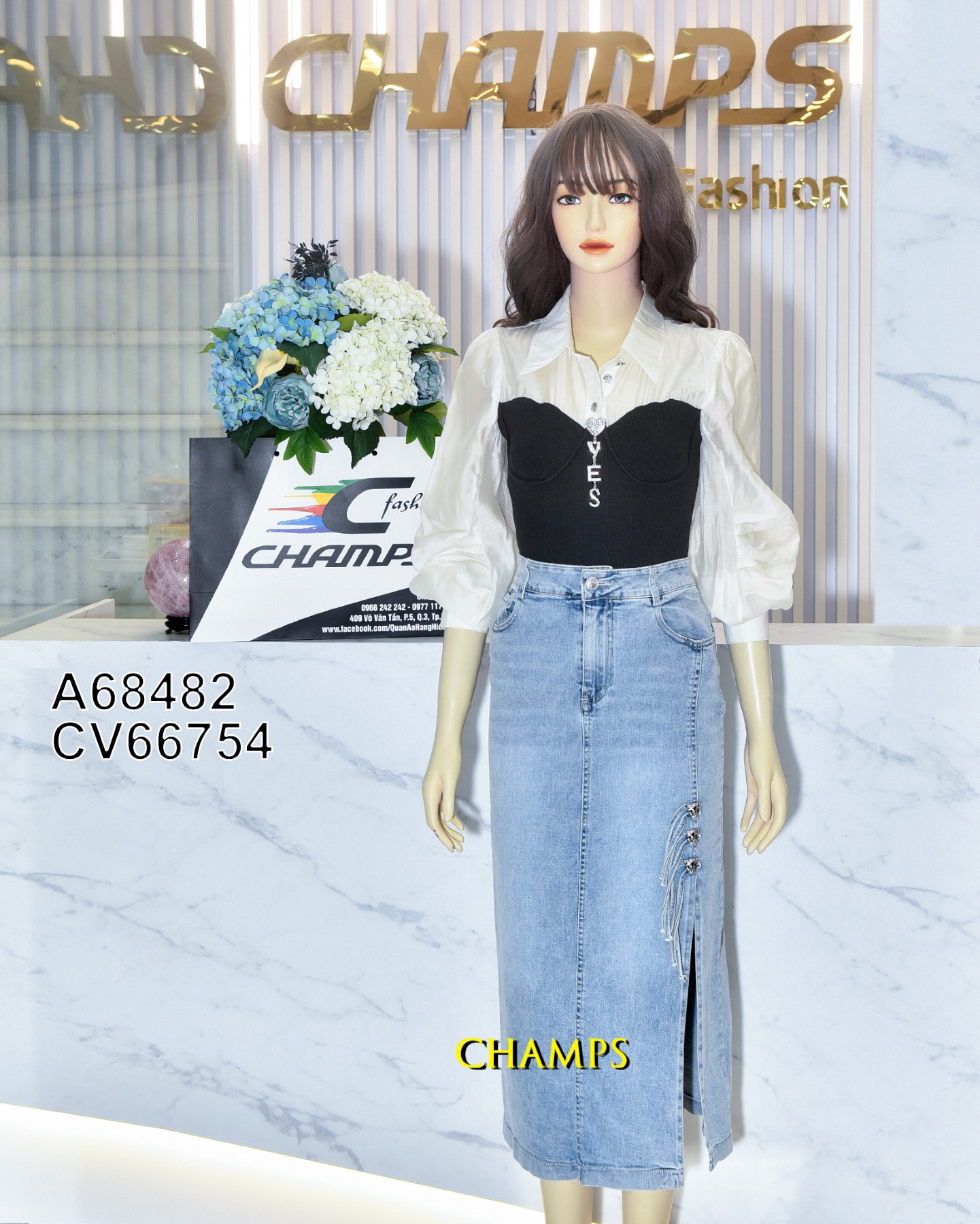 CHÂN VÁY JEAN XANH DÀI 66754