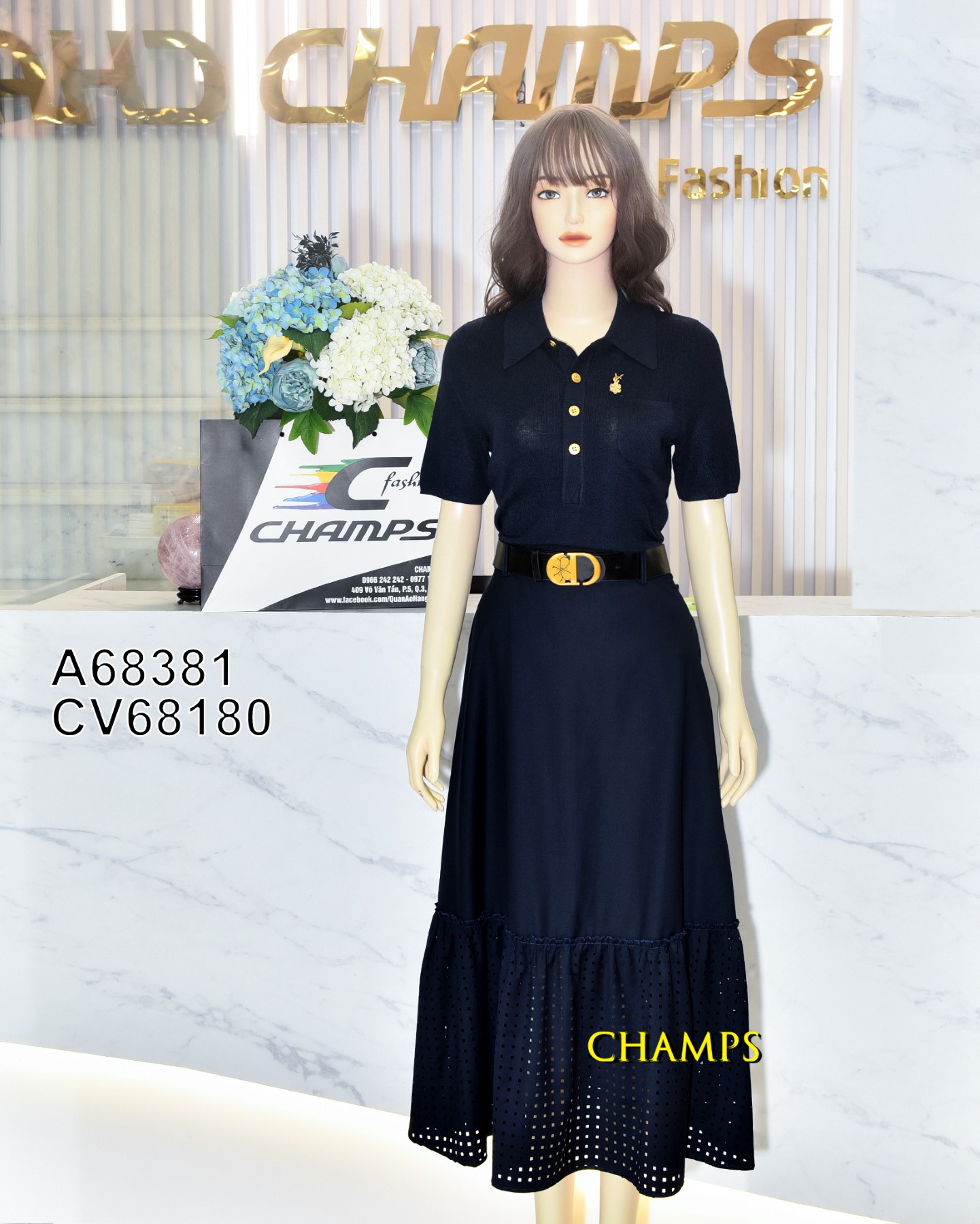 CHÂN VÁY XANH LAI LỖ HÀN QUỐC +DN 68180