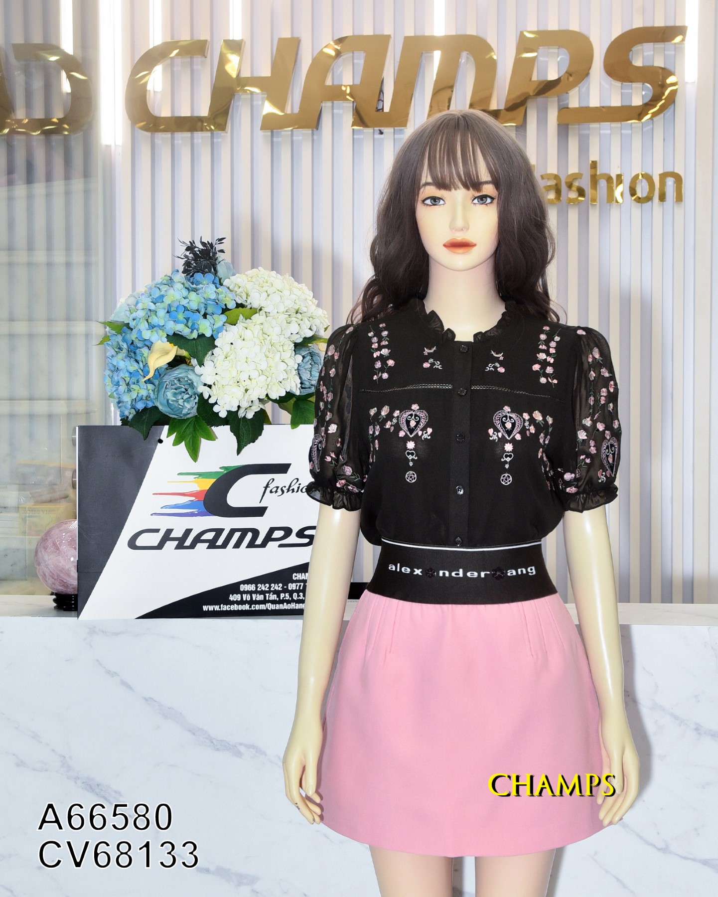 ÁO LỤA ĐEN THÊU 66580