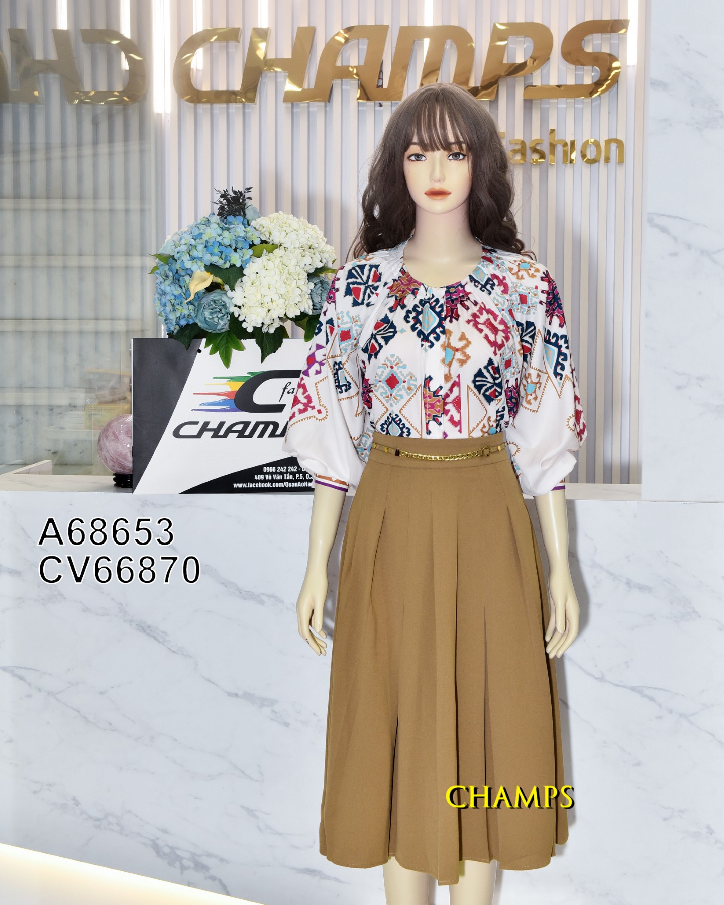 ÁO LỤA KEM CỔ HÌNH 68653