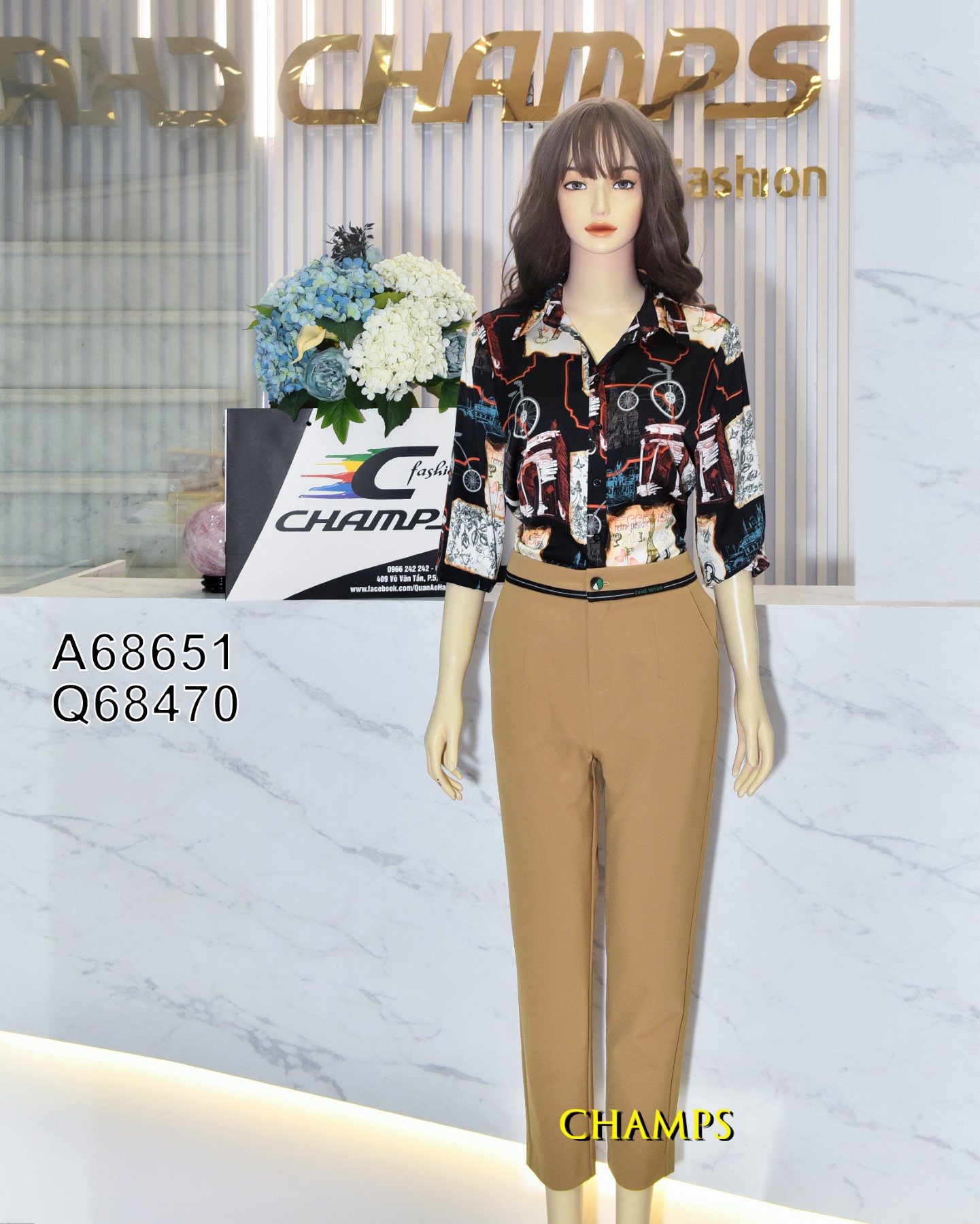 ÁO SƠ MI LỤA ĐEN HÌNH 68651