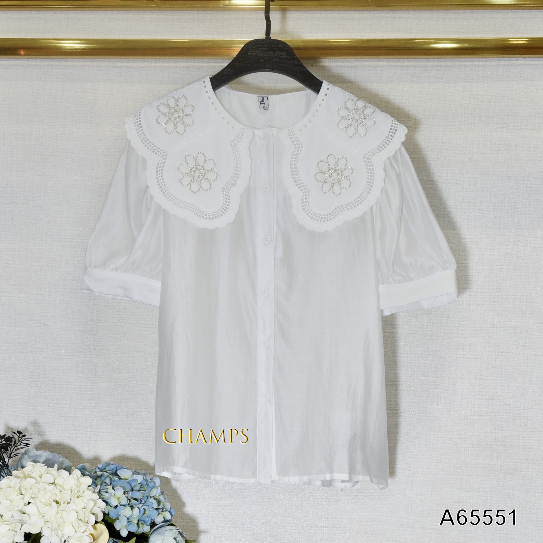 ÁO TƠ CỔ CƯỜM REN TRẮNG 65551