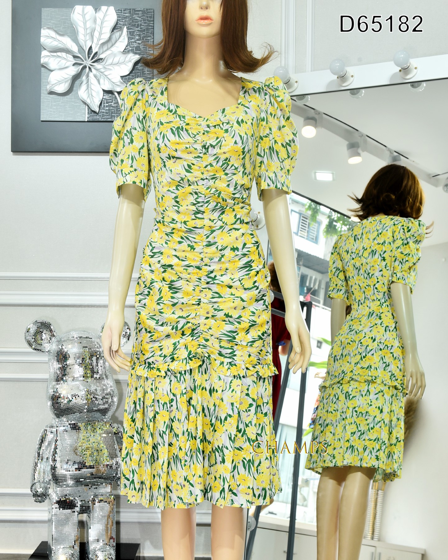 ĐẦM LỤA NHÚNG HOA VÀNG 65182