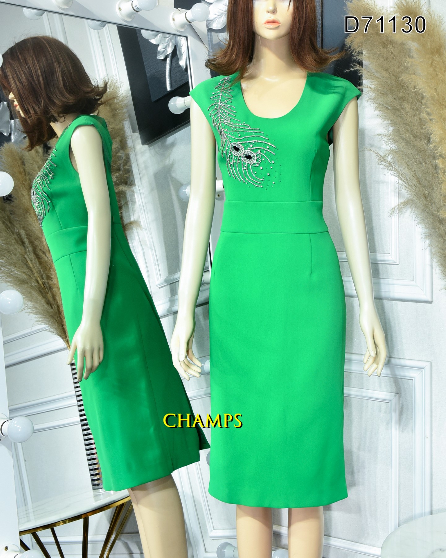 ĐẦM ZALEXC ĐÍNH XANH LÁ 71130