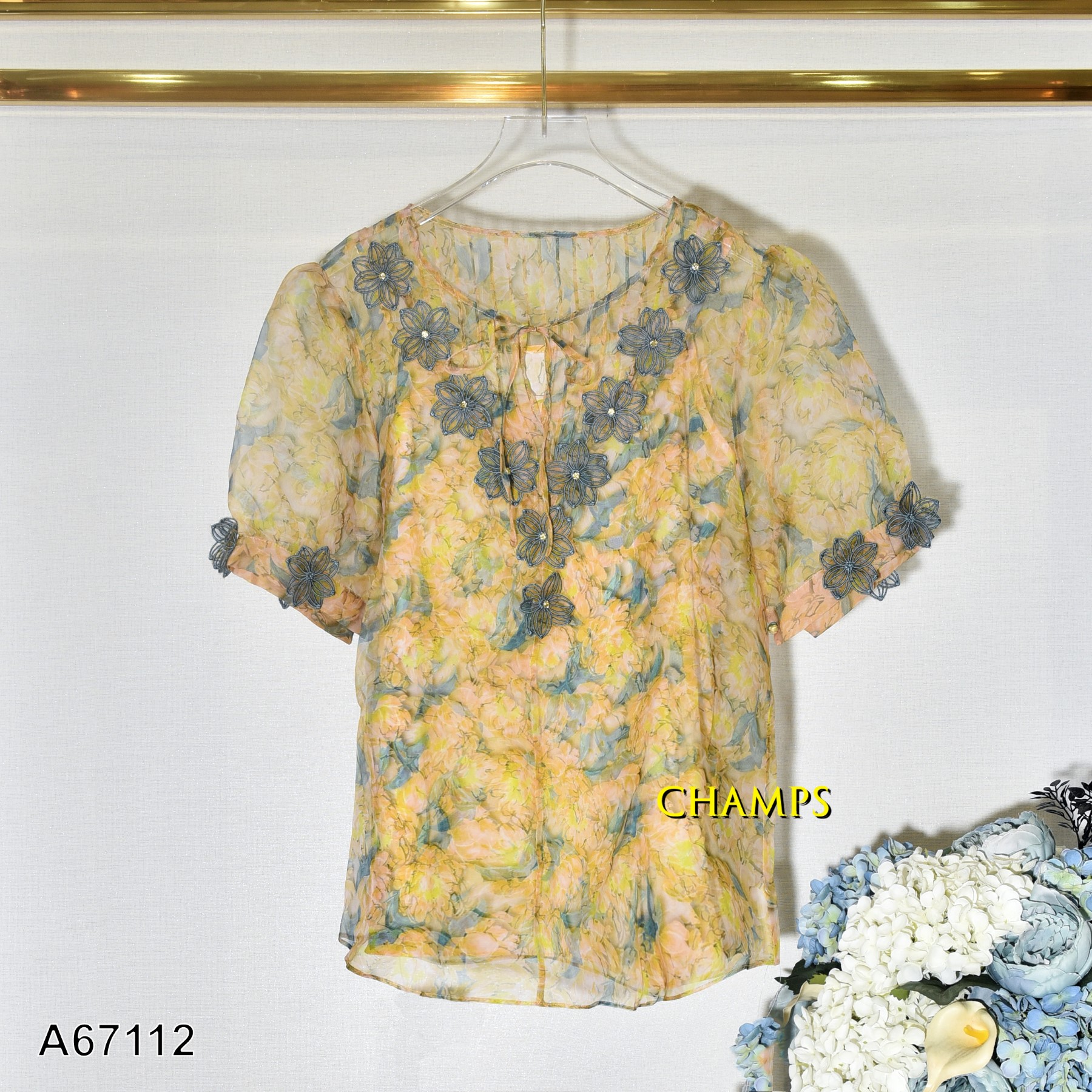 ÁO TƠ HOA VÀNG +LÓT 67112