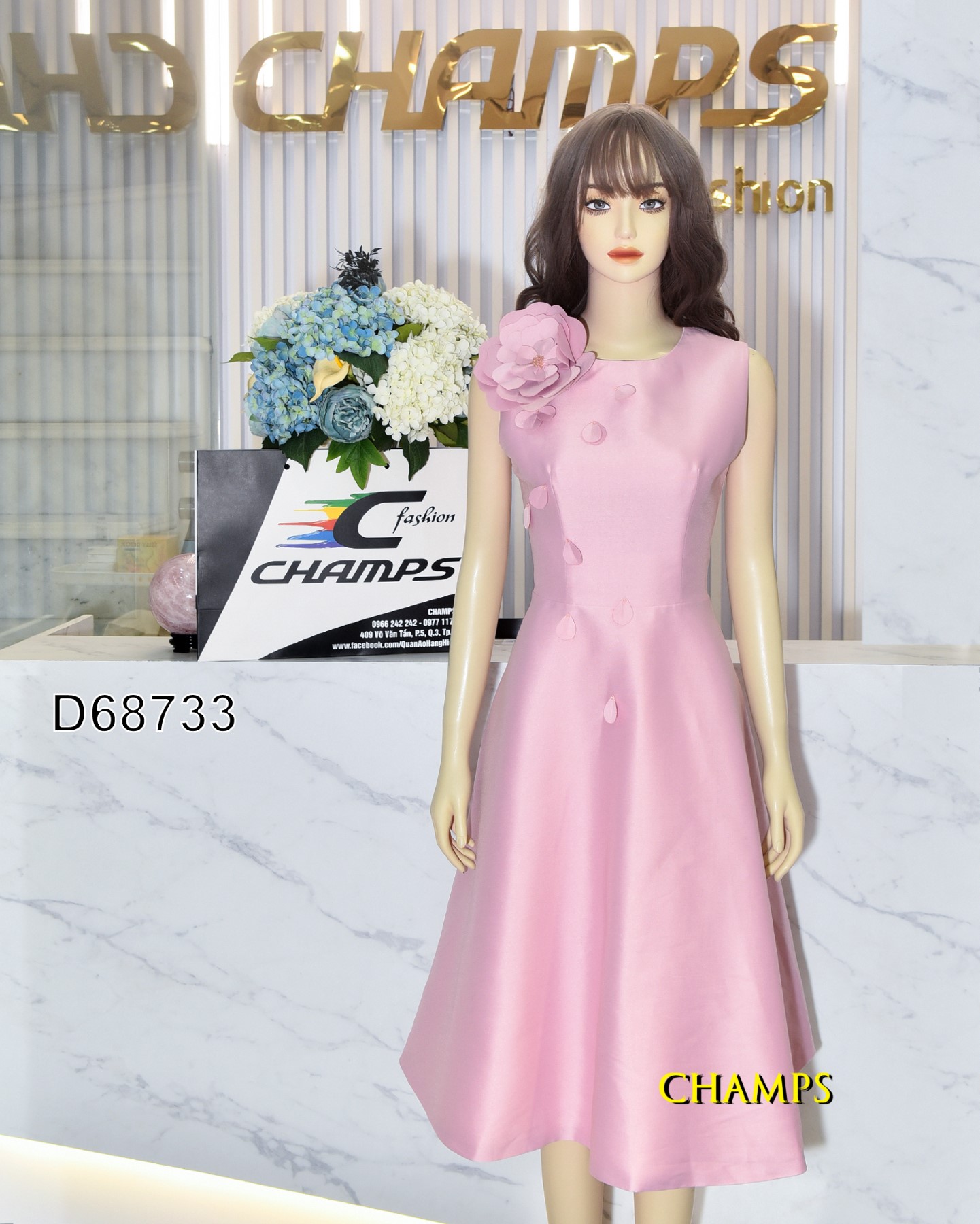 ĐẦM HỒNG HOA VAI 68733