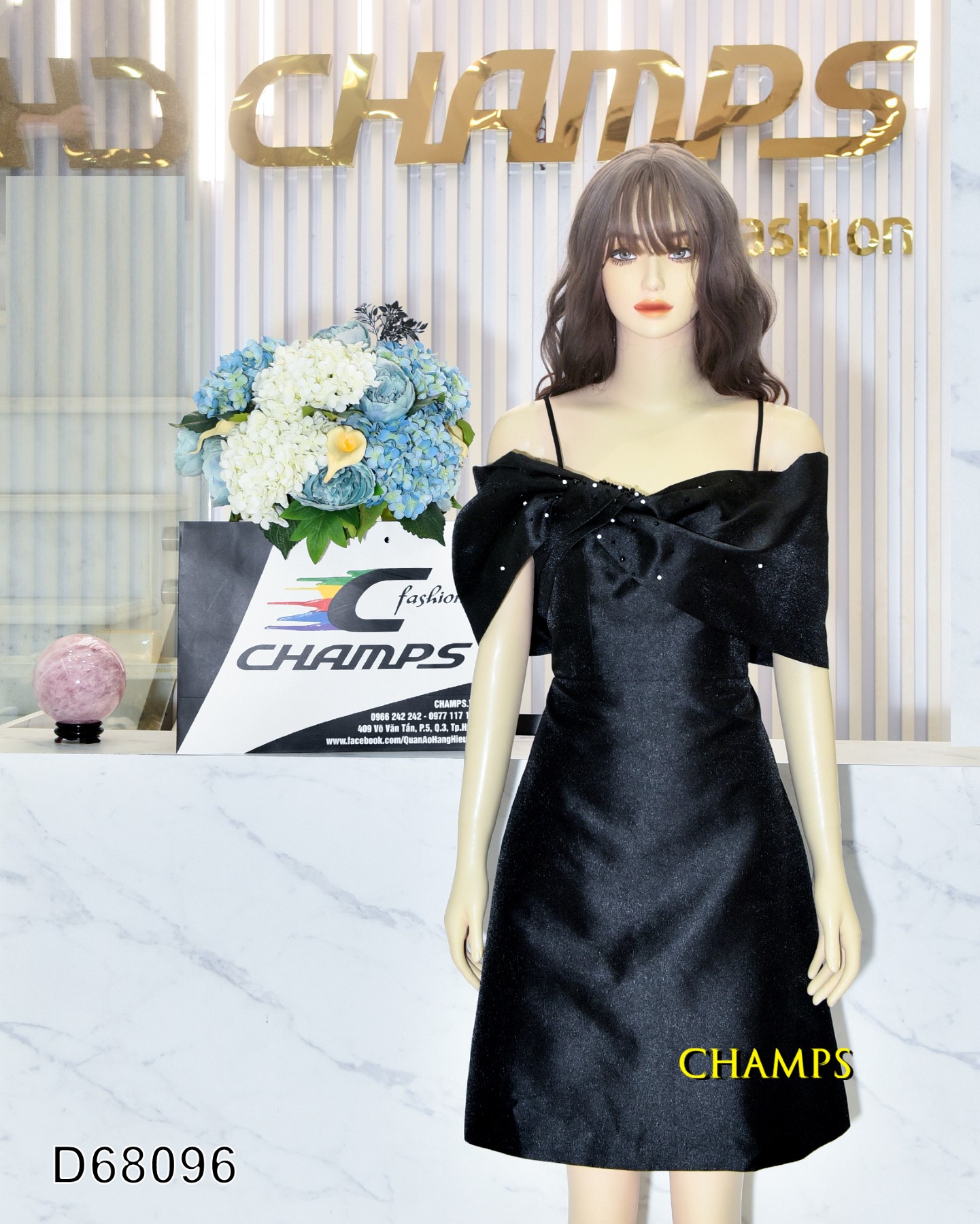 ĐẦM ĐEN VAI TRỄ NƠ ĐÁ 68096