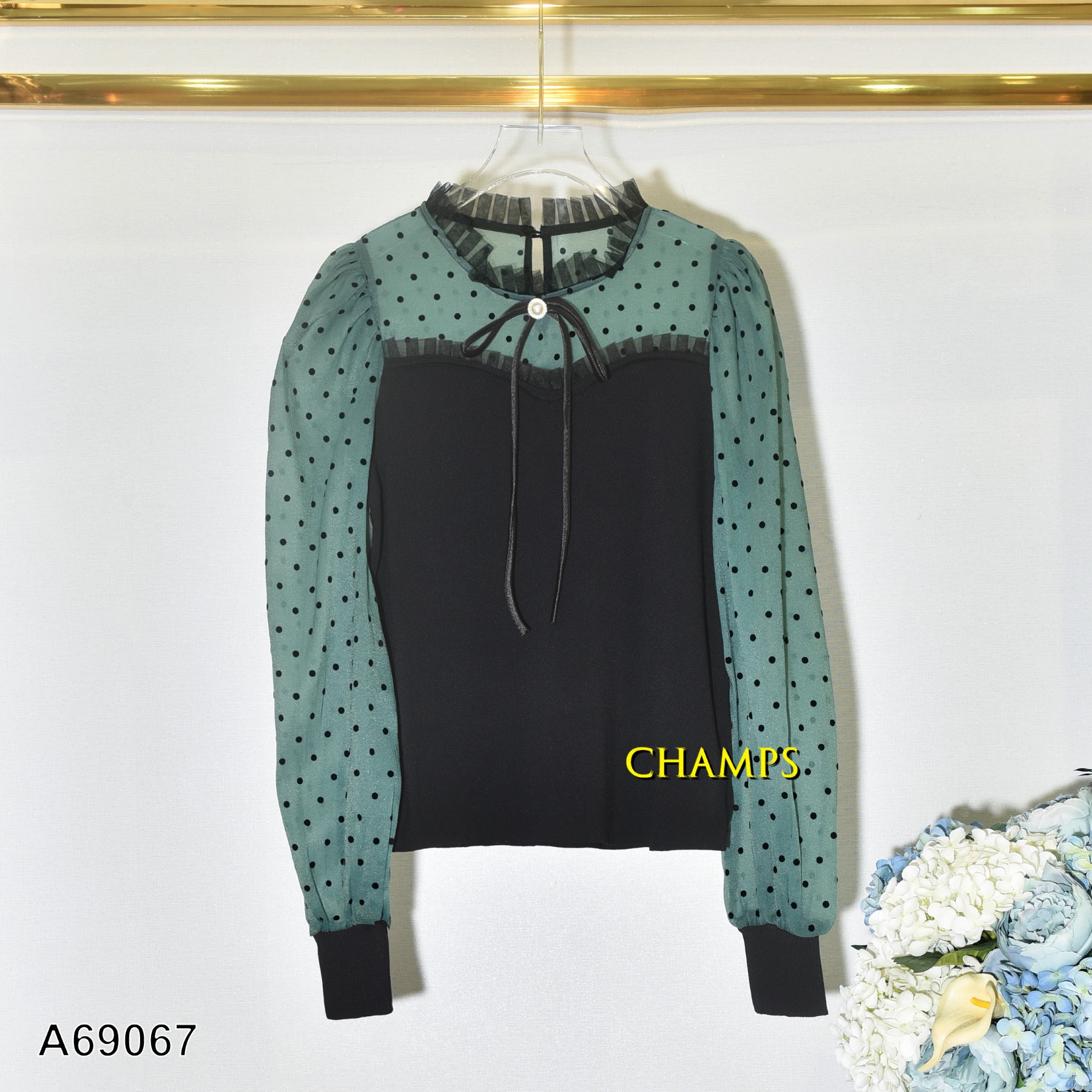 ÁO LEN ĐEN PHỐI BI XANH 69067