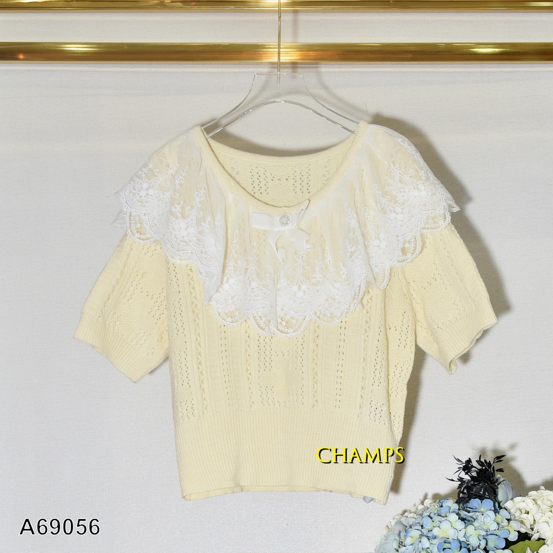 ÁO LEN KEM DÀY CỔ BÈO REN 69056