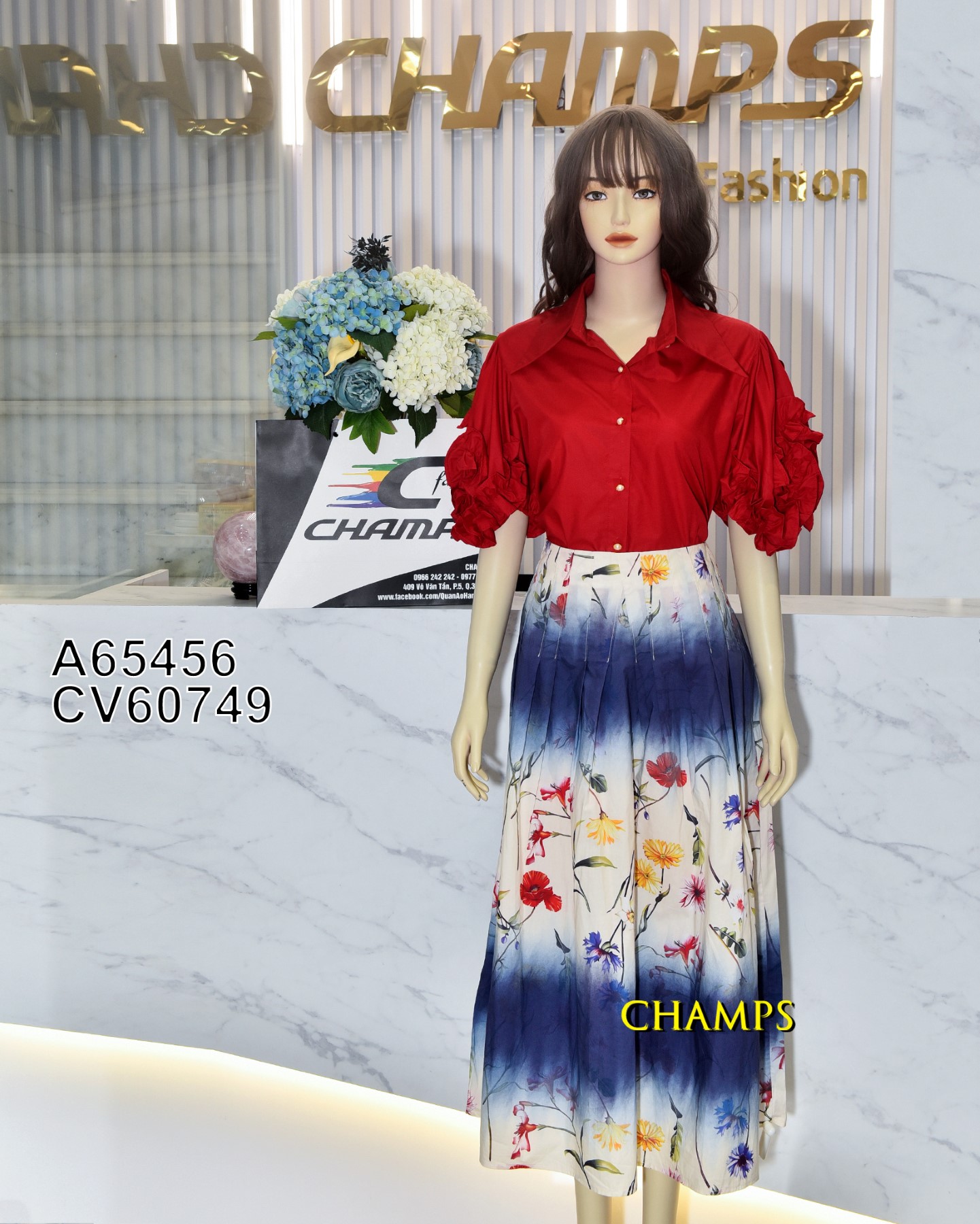 ÁO SƠ MI ĐỎ TAY BÔNG 65456