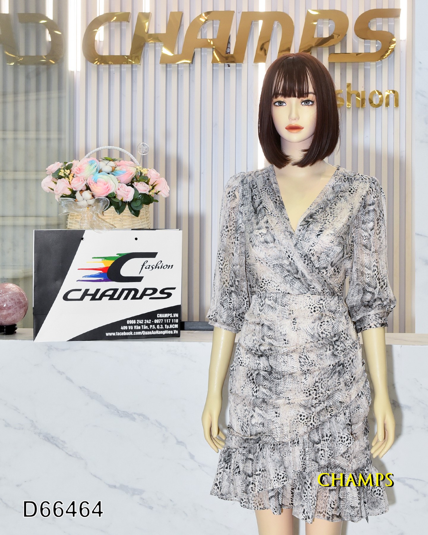 ĐẦM LỤA VÂN XÁM NHÚNG 66464