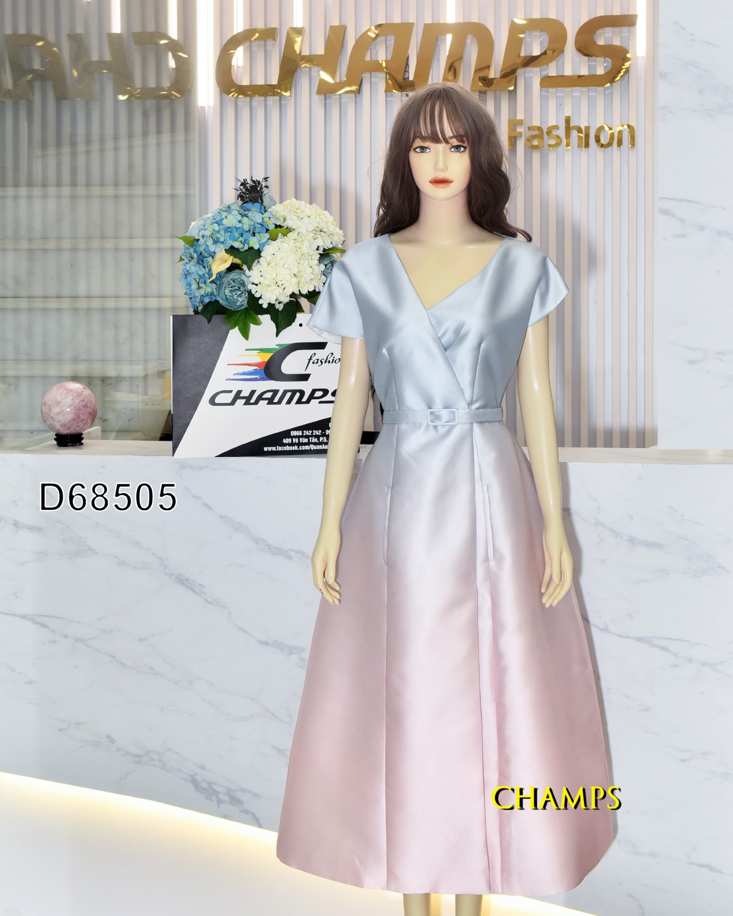 ĐẦM XÁM LOANG MÀU +DN WHITE 68505
