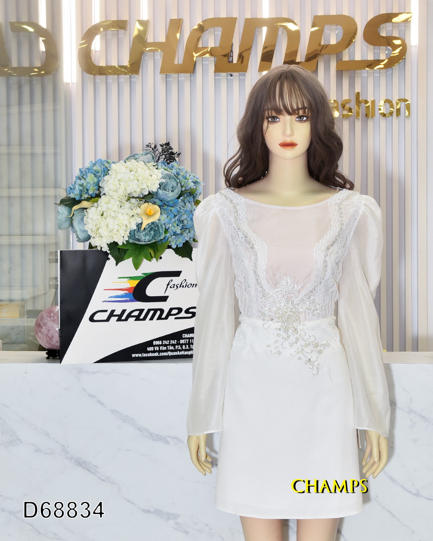 ĐẦM TRẮNG REN TƠ HÀN 68834