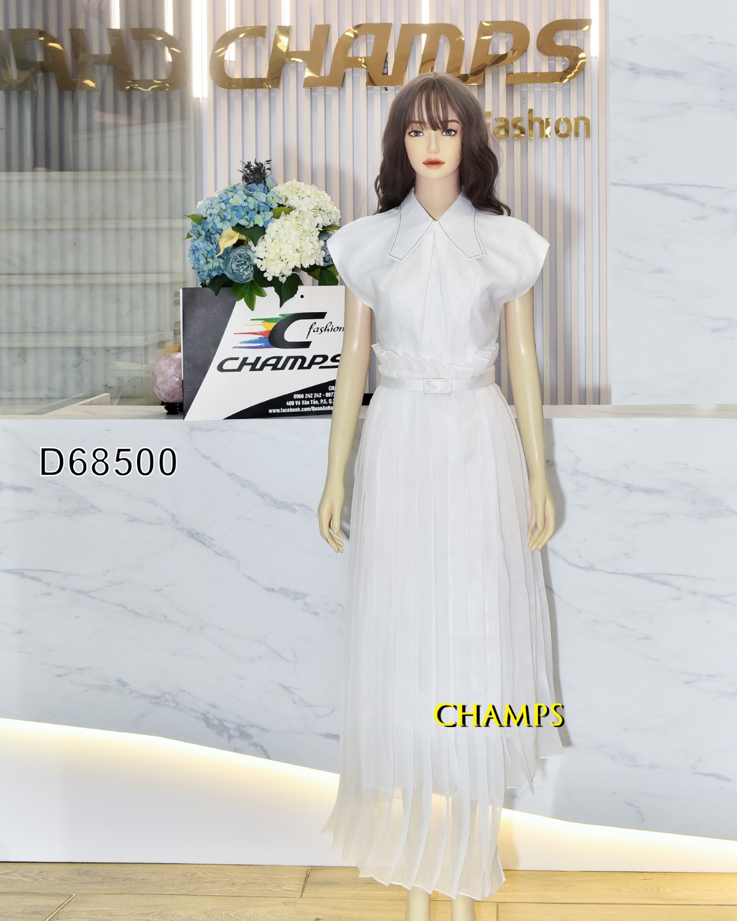 ĐẦM TRẮNG TƠ XẾP LY +DN WHITE 68500