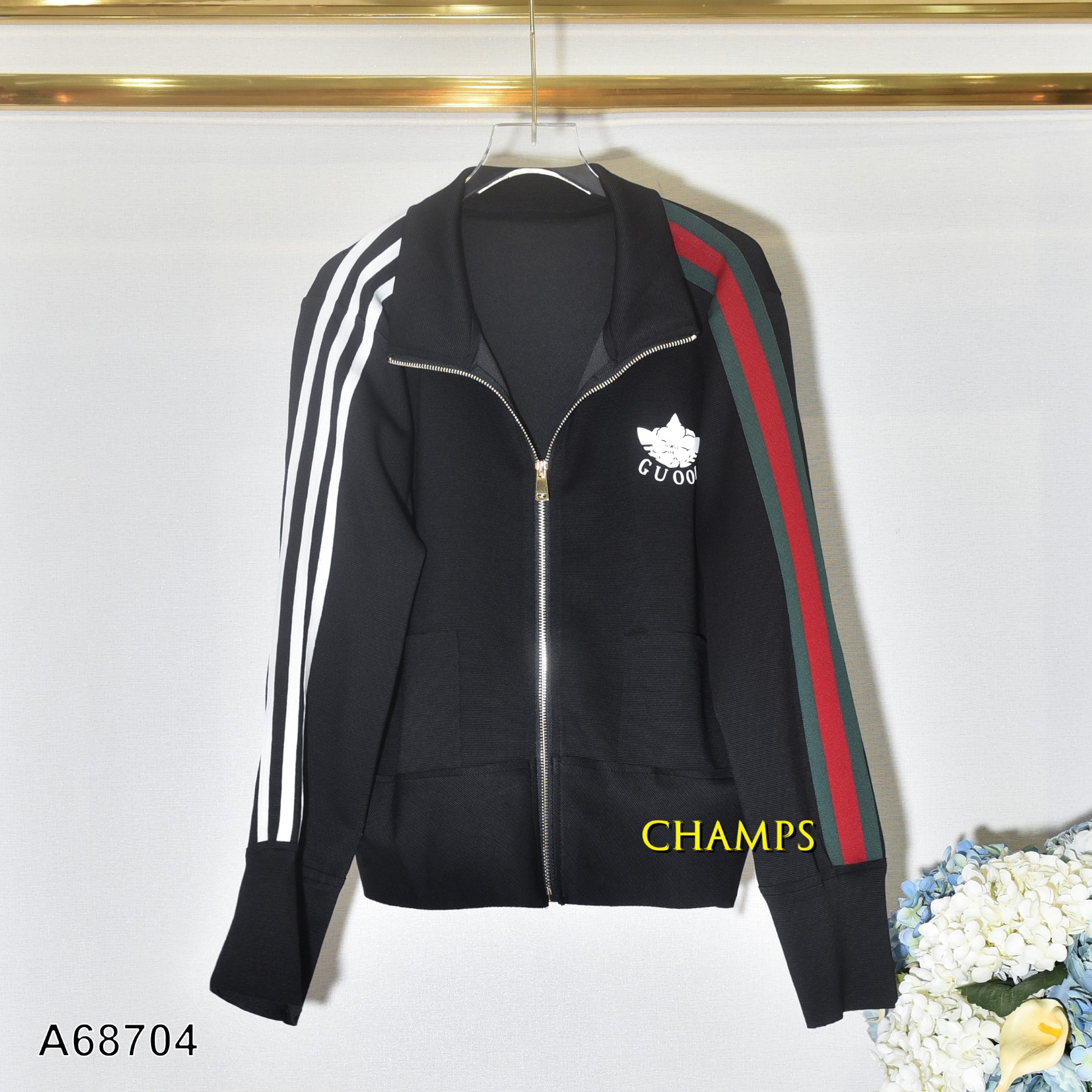 ÁO KHOÁC THUN ĐEN VIỀN GUCCI 68704