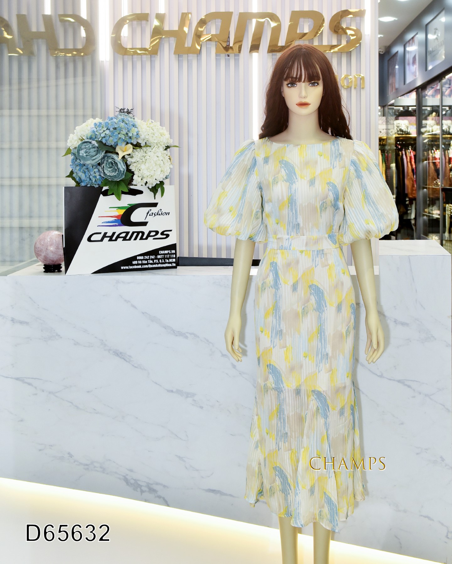 ĐẦM LỤA DÀI TAY BỒNG 65632