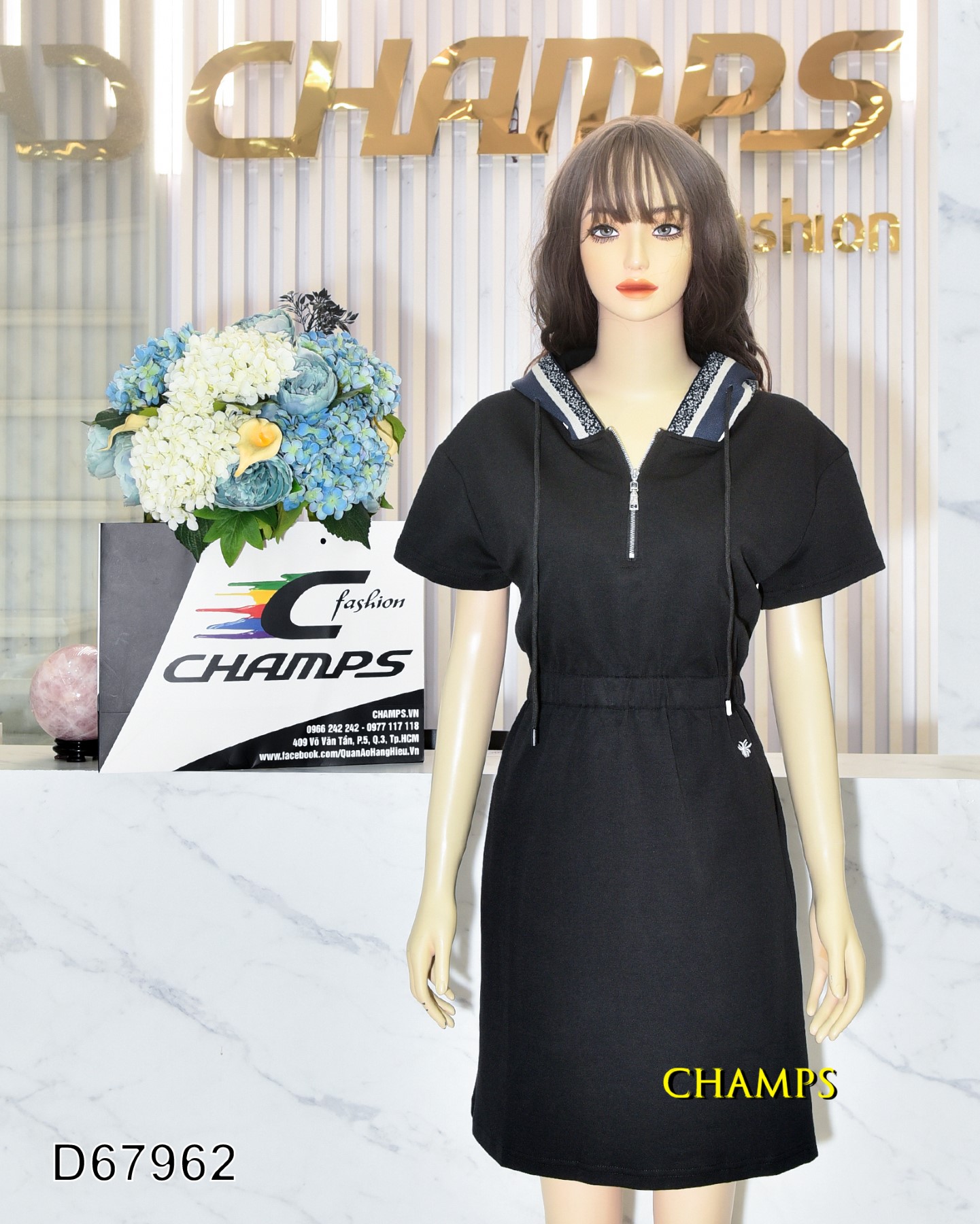 ĐẦM THUN ĐEN NÓN DIOR 67962