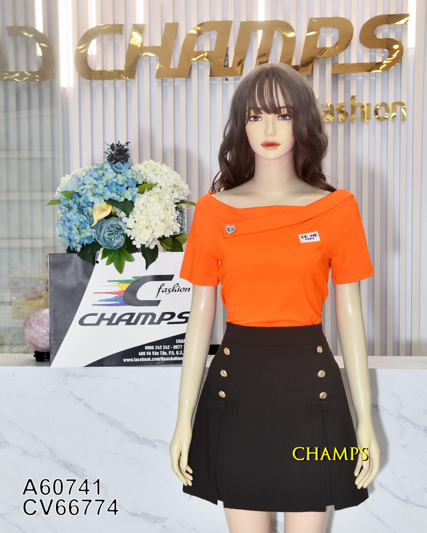 CHÂN VÁY ĐEN NƠ NÚT 66774