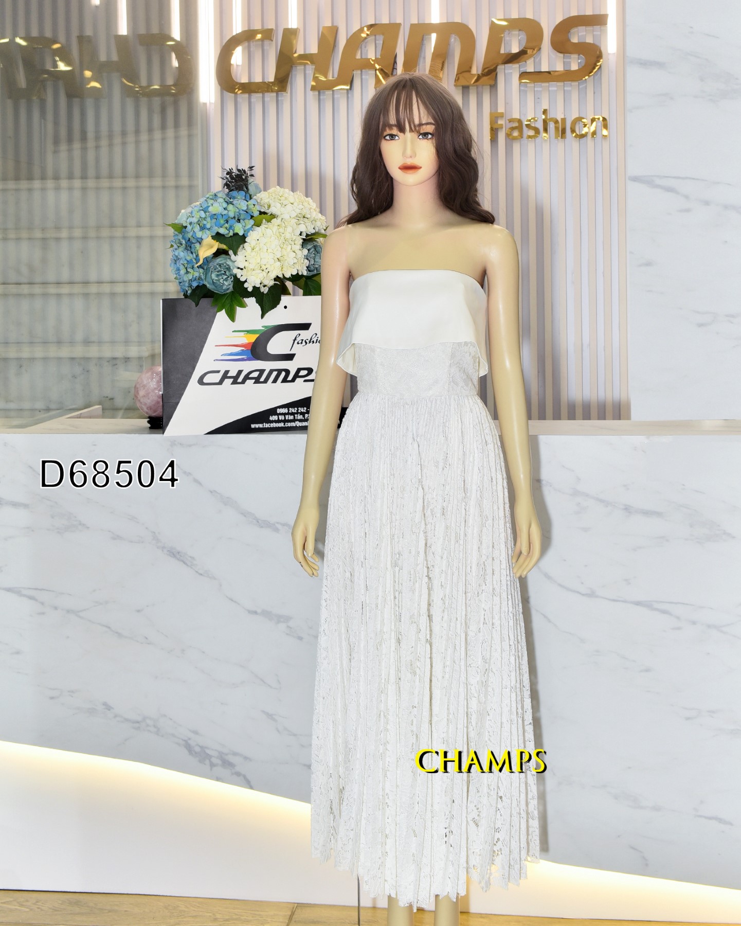 ĐẦM ỐNG REN TRẮNG CUP NGỰC WHITE 68504