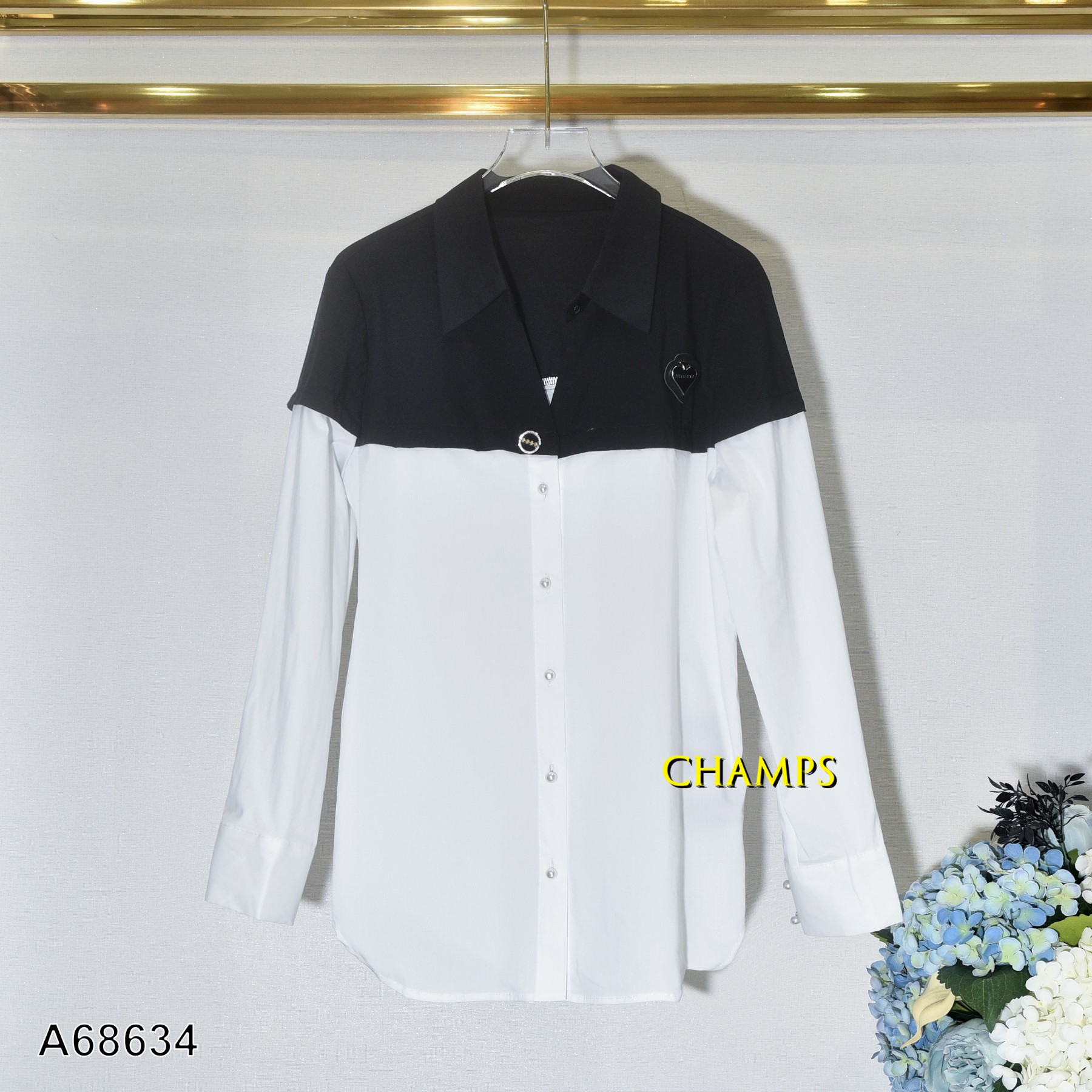 ÁO SƠ MI XÔ ĐEN PHỐI TRẮNG 68634