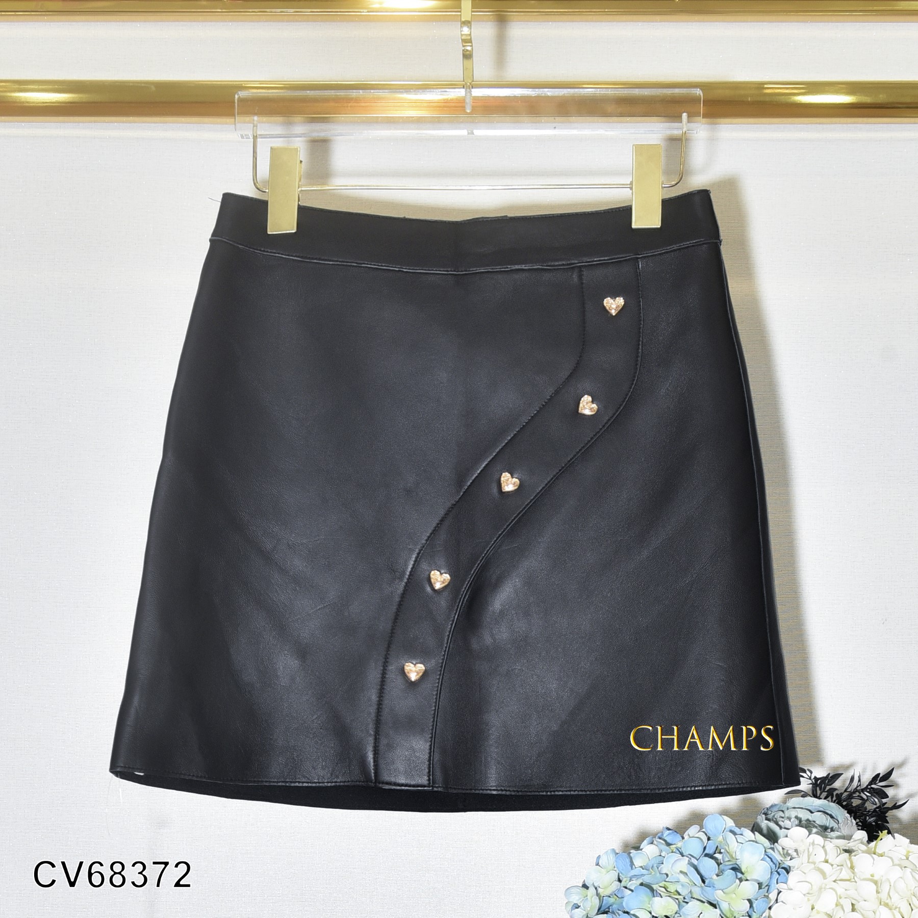 CHÂN VÁY DA A ĐEN MÃ 68372