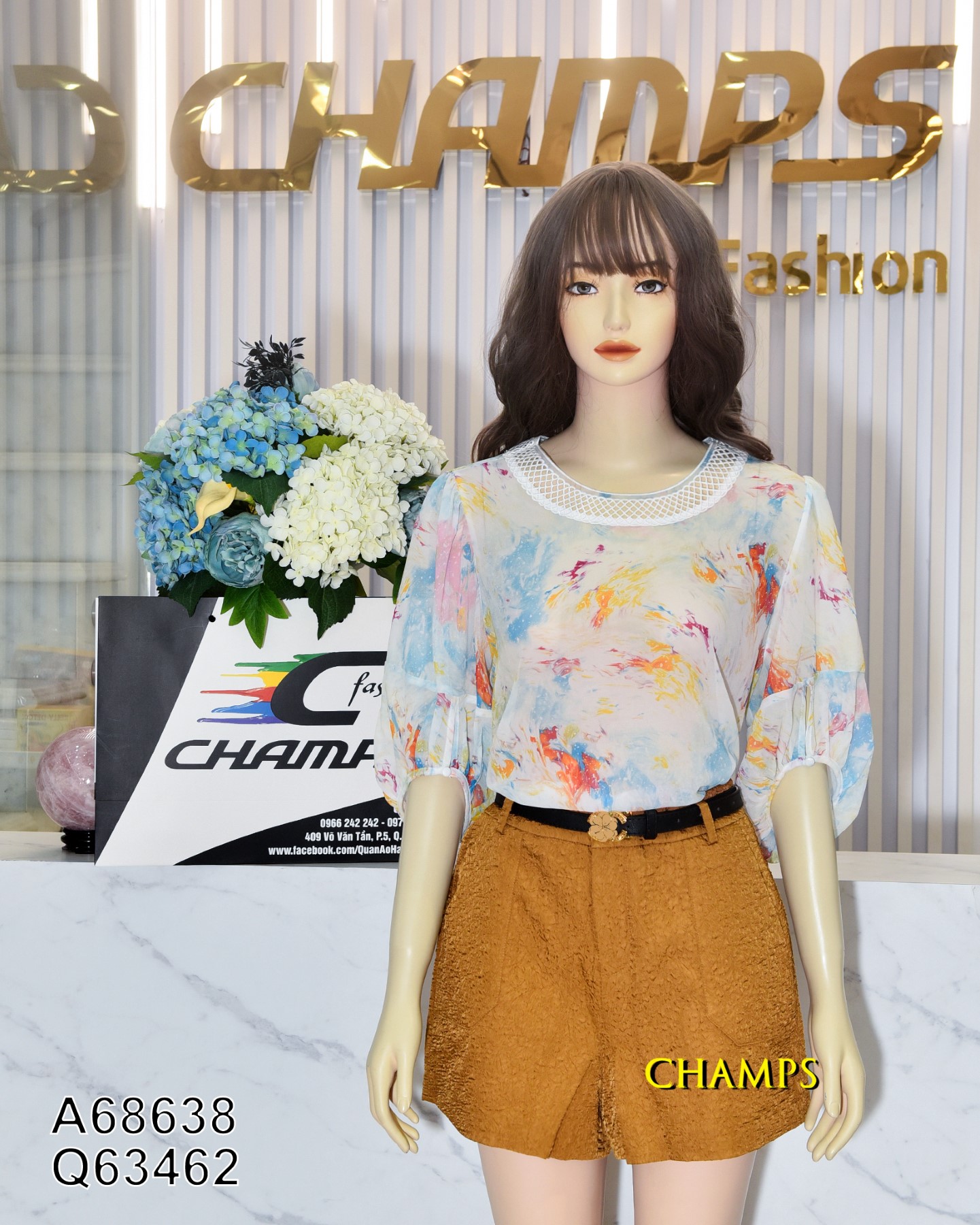 ÁO LỤA LOANG MÀU PHỐI REN 68638