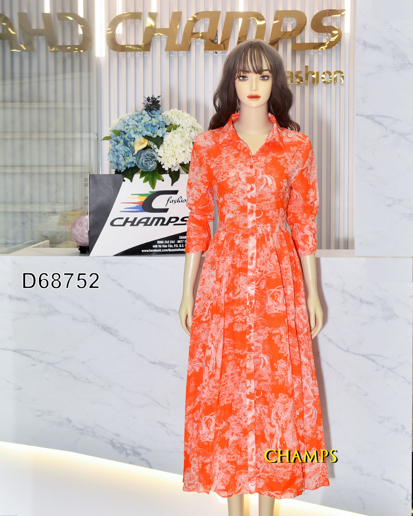 ĐẦM DIOR CAM SƠ MI +LÓT 68752
