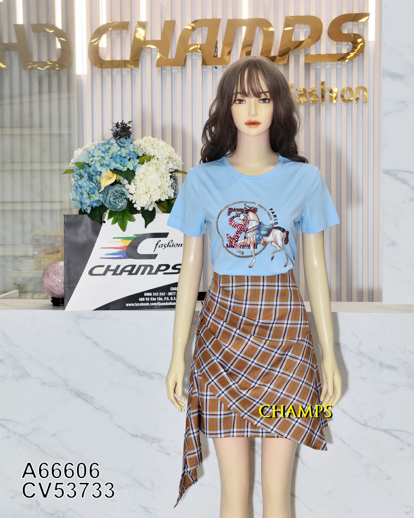 ÁO THUN XANH HÌNH NGỰA 66606