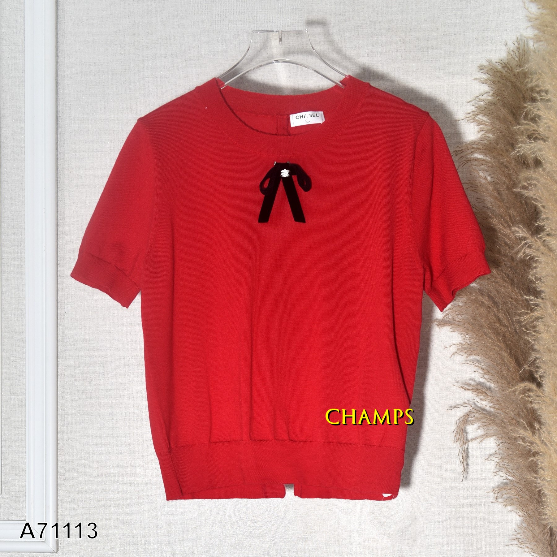 ÁO LEN ĐỎ NƠ LƯNG SAU NÚT 71113